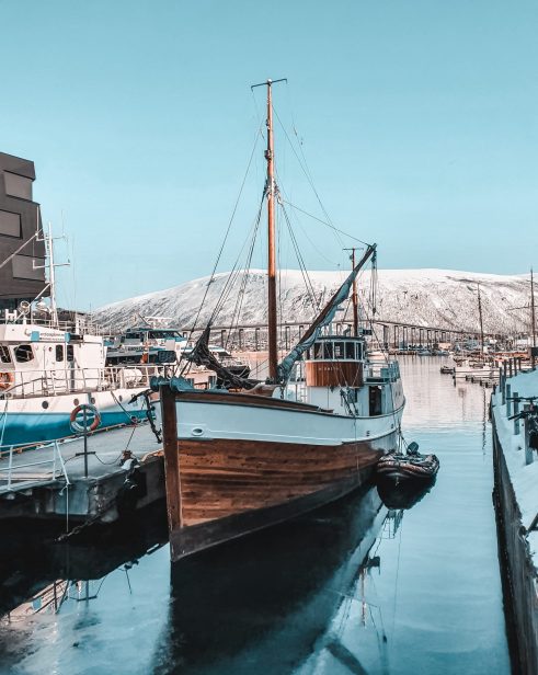 Fishing boat moored in a harbour